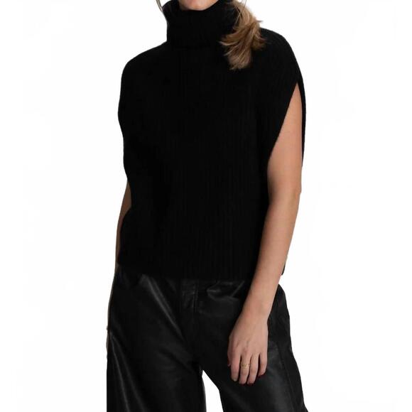 NEW ARCHER CASHMERE hayes sleeveless cashmere turtleneck top in black